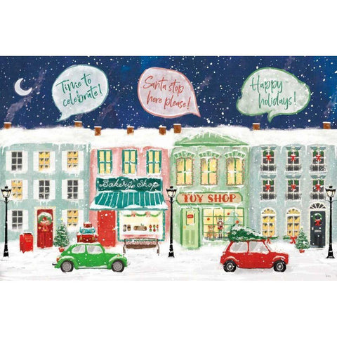 Hometown Holiday I Black Modern Wood Framed Art Print by Charron, Veronique