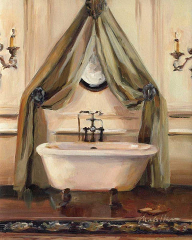 Classical Bath II - Wag Black Ornate Wood Framed Art Print with Double Matting by Hageman, Marilyn