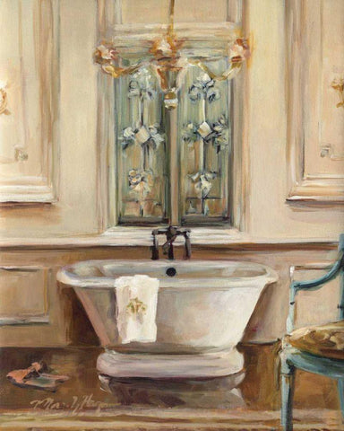 Classical Bath III - Wag Black Ornate Wood Framed Art Print with Double Matting by Hageman, Marilyn