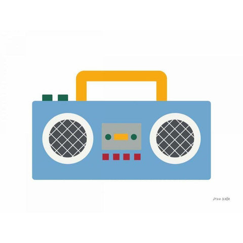 Retro Boombox White Modern Wood Framed Art Print by Kelle, Ann