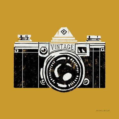 Vintage Camera Yellow White Modern Wood Framed Art Print by Mullan, Michael