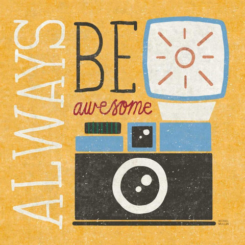 Retro Desktop Camera v2 White Modern Wood Framed Art Print by Mullan, Michael