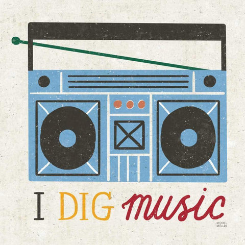 Retro Desktop Boom Box v2 Black Modern Wood Framed Art Print by Mullan, Michael