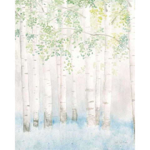 Soft Birches II Black Modern Wood Framed Art Print with Double Matting by Wiens, James