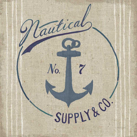 Floursack Nautical IX Burlap White Modern Wood Framed Art Print by Nai, Danhui