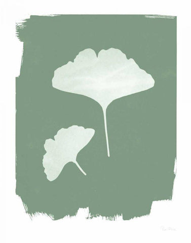 Nature by the Lake Gingko II Green Black Ornate Wood Framed Art Print with Double Matting by Rhue, Piper