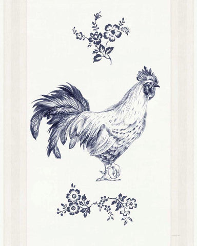 Summer Chickens I White Modern Wood Framed Art Print with Double Matting by Nai, Danhui