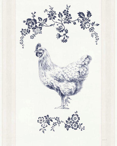 Summer Chickens II White Modern Wood Framed Art Print with Double Matting by Nai, Danhui