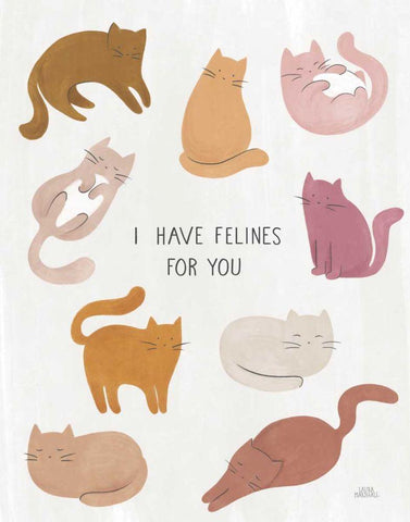 I Have Felines for You White Modern Wood Framed Art Print with Double Matting by Marshall, Laura