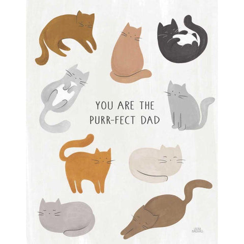 You are the Purrfect Dad White Modern Wood Framed Art Print by Marshall, Laura