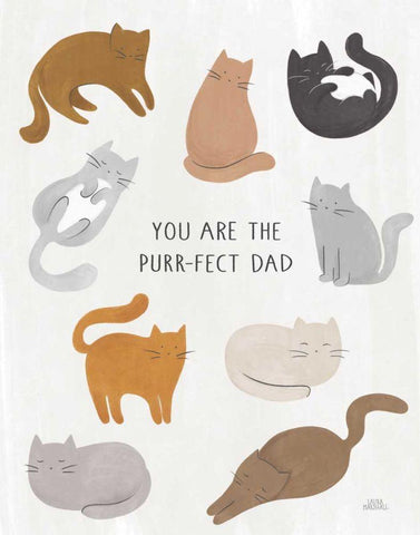 You are the Purrfect Dad Black Ornate Wood Framed Art Print with Double Matting by Marshall, Laura