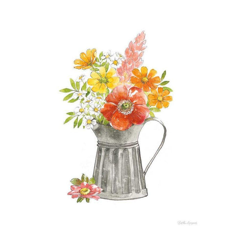 Farmhouse Floral VII White Gold Ornate Wood Framed Art Print with Double Matting by Grove, Beth