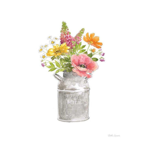 Farmhouse Floral VIII White Gold Ornate Wood Framed Art Print with Double Matting by Grove, Beth