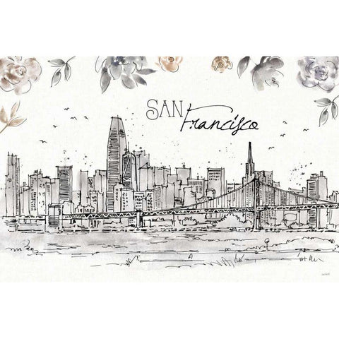 Skyline Sketches VII Black Modern Wood Framed Art Print with Double Matting by Tavoletti, Anne