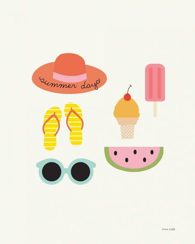 Summer Daze I Black Ornate Wood Framed Art Print with Double Matting by Kelle, Ann