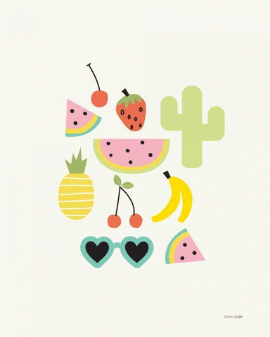 Summer Daze II White Modern Wood Framed Art Print with Double Matting by Kelle, Ann