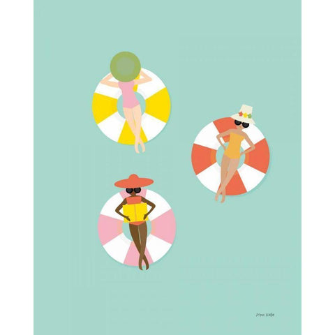 Floating in the Pool White Modern Wood Framed Art Print by Kelle, Ann