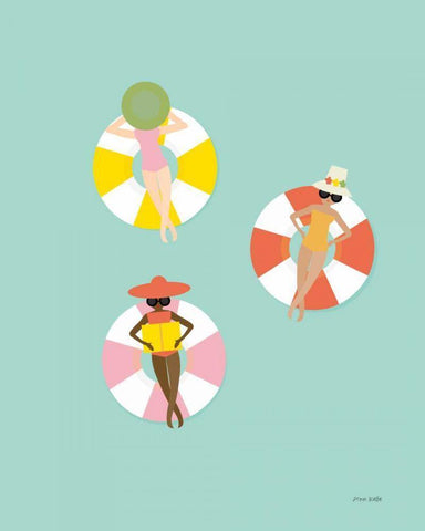 Floating in the Pool White Modern Wood Framed Art Print with Double Matting by Kelle, Ann