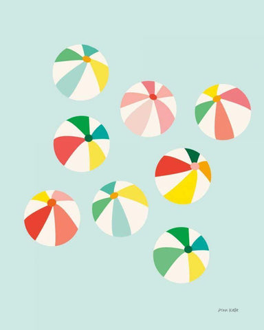 Beach Umbrellas White Modern Wood Framed Art Print with Double Matting by Kelle, Ann