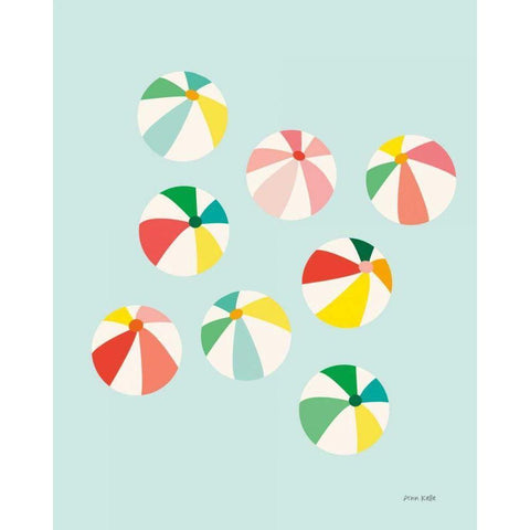 Beach Umbrellas Black Modern Wood Framed Art Print by Kelle, Ann