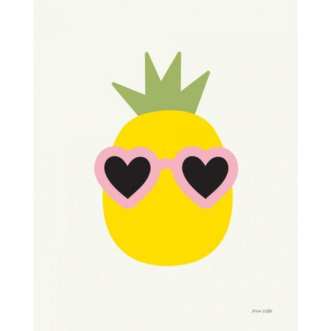 Sunny Pineapple Black Modern Wood Framed Art Print by Kelle, Ann