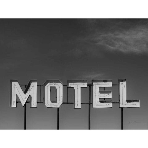 Beach Motel BW Gold Ornate Wood Framed Art Print with Double Matting by Eichman, Andre