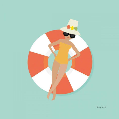 Floating in the Pool Tube II Black Modern Wood Framed Art Print by Kelle, Ann