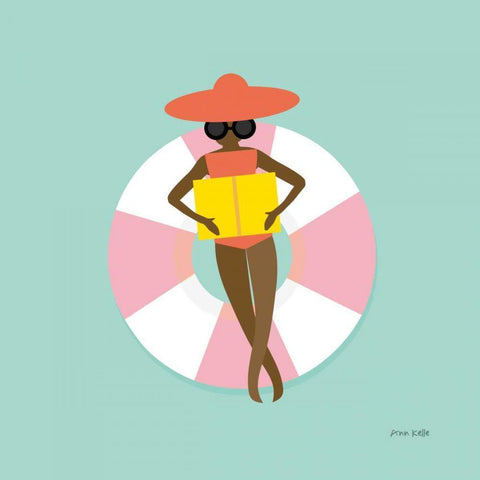 Floating in the Pool Tube III White Modern Wood Framed Art Print with Double Matting by Kelle, Ann