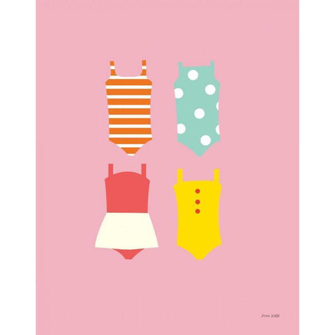 Bathing Suits Galore II Black Modern Wood Framed Art Print with Double Matting by Kelle, Ann