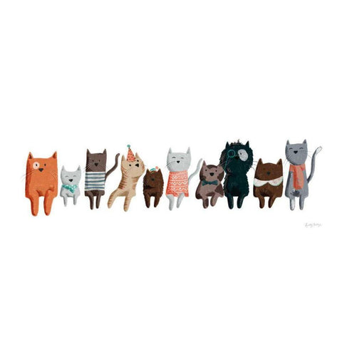 Picnic Pets Cats III Black Modern Wood Framed Art Print by Thorns, Becky