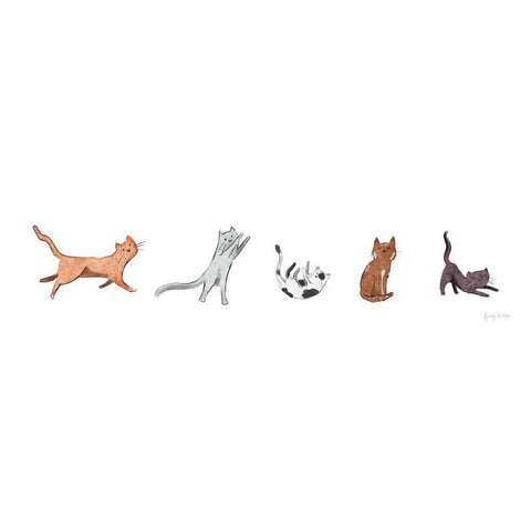 Playful Pets Cats III White Modern Wood Framed Art Print by Thorns, Becky