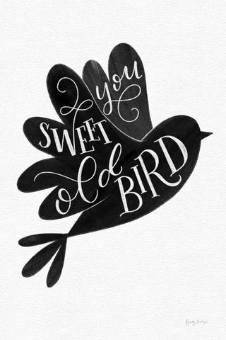 Sweet Old Bird BW White Modern Wood Framed Art Print with Double Matting by Thorns, Becky