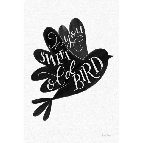 Sweet Old Bird BW Black Modern Wood Framed Art Print by Thorns, Becky