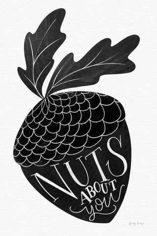 Nuts About You BW White Modern Wood Framed Art Print with Double Matting by Thorns, Becky