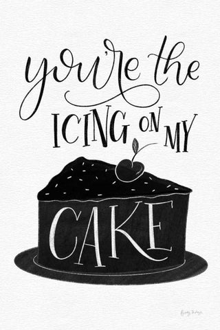 Icing On My Cake BW Black Ornate Wood Framed Art Print with Double Matting by Thorns, Becky