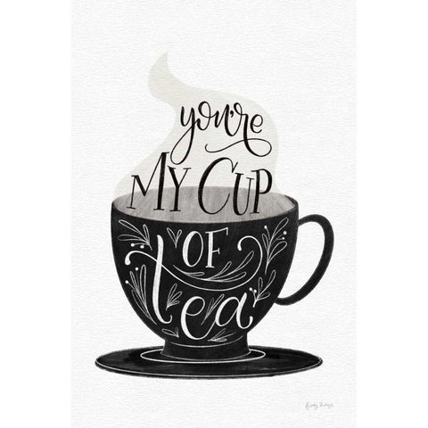 My Cup of Tea BW Black Modern Wood Framed Art Print with Double Matting by Thorns, Becky