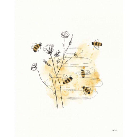 Bees and Botanicals I Gold Ornate Wood Framed Art Print with Double Matting by York, Leah