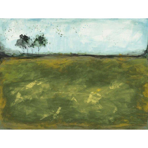 Over the Meadow Green Gold Ornate Wood Framed Art Print with Double Matting by Prahl, Courtney