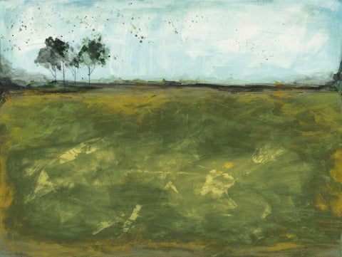 Over the Meadow Green White Modern Wood Framed Art Print with Double Matting by Prahl, Courtney