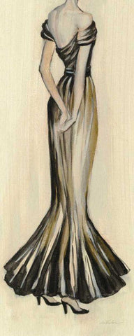 Evening Gown I Crop White Modern Wood Framed Art Print with Double Matting by Vassileva, Silvia