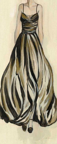 Evening Gown III Crop Black Ornate Wood Framed Art Print with Double Matting by Vassileva, Silvia