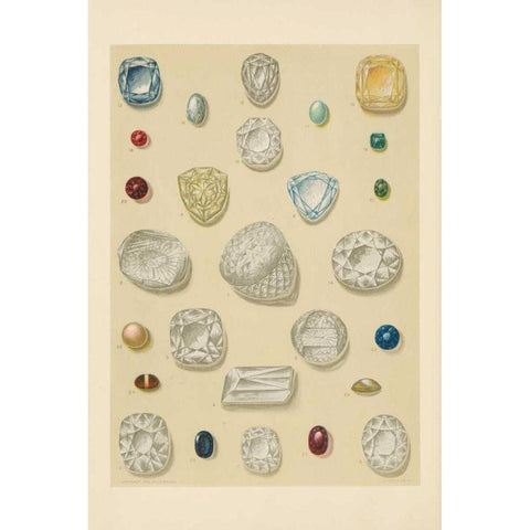 Precious Stones I White Modern Wood Framed Art Print by Wild Apple Portfolio