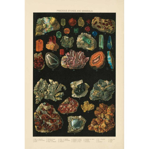 Precious Stones III Black Modern Wood Framed Art Print with Double Matting by Wild Apple Portfolio