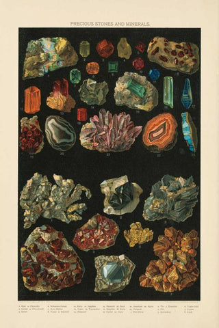 Precious Stones III Black Ornate Wood Framed Art Print with Double Matting by Wild Apple Portfolio