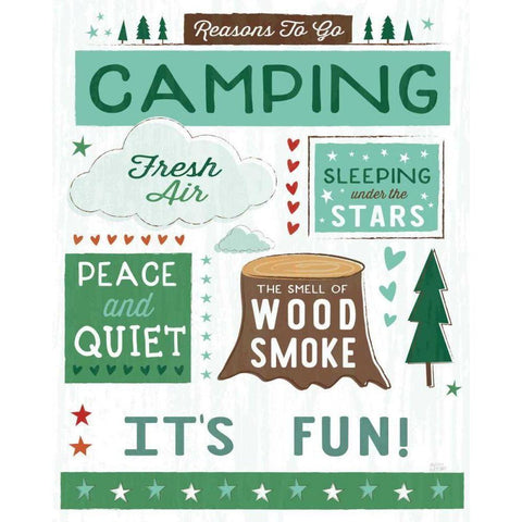 Comfy Camping XI Fun Black Modern Wood Framed Art Print with Double Matting by Averinos, Melissa