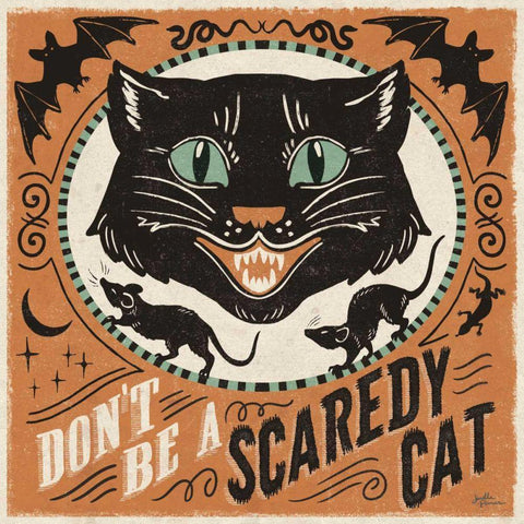 Scaredy Cats III White Modern Wood Framed Art Print with Double Matting by Penner, Janelle