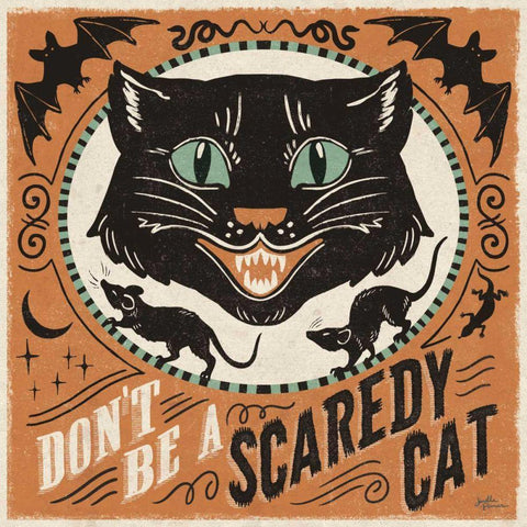 Scaredy Cats III White Modern Wood Framed Art Print by Penner, Janelle