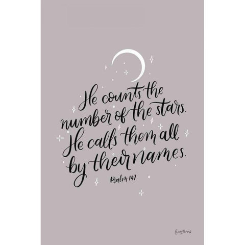 He Counts the Stars White Modern Wood Framed Art Print by Thorns, Becky