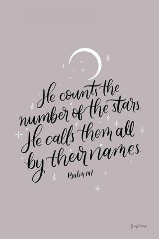 He Counts the Stars White Modern Wood Framed Art Print with Double Matting by Thorns, Becky