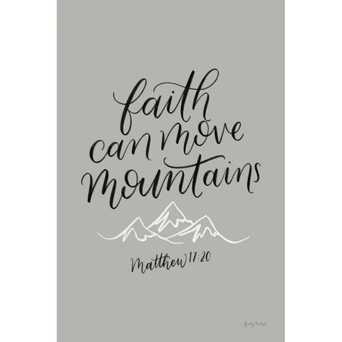 Faith Can Move Mountains Black Modern Wood Framed Art Print with Double Matting by Thorns, Becky